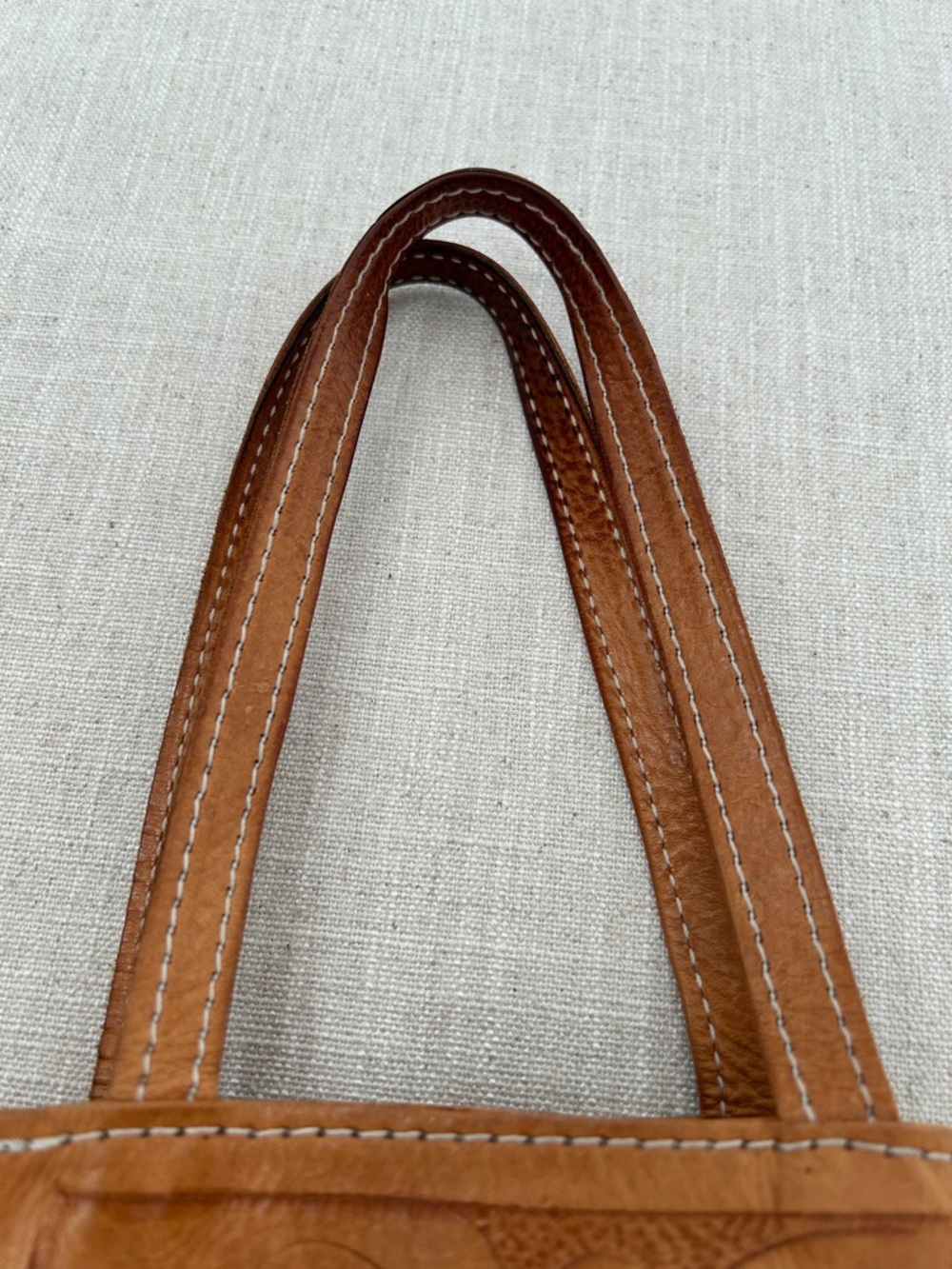 Hand Tooled Leather Tote Bag from Paraguay with Tan Floral Design - Picture 12 of 16